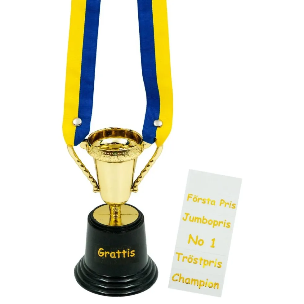 Minipokaali Kulta Sinikeltaisella Nauhalla