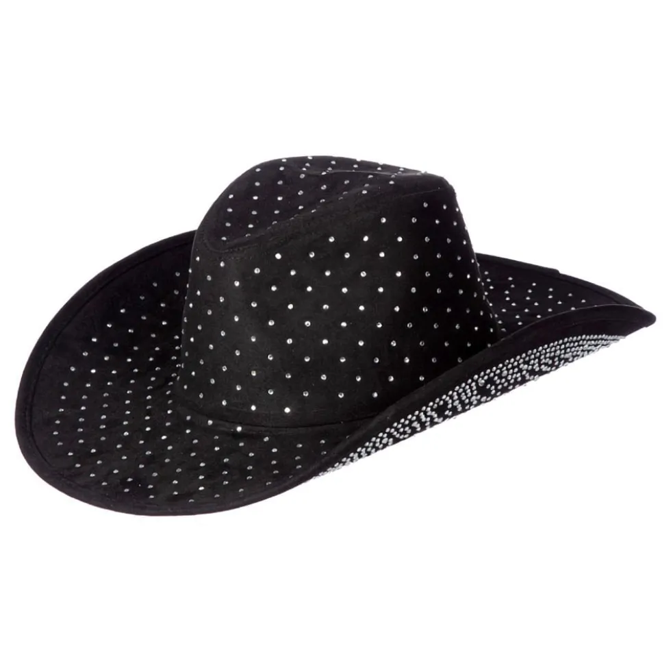 Musta Cowboyhattu Kivikoristeilla