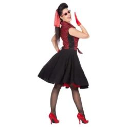 Musta/Punainen Rockabilly Mekko Naamiaisasu