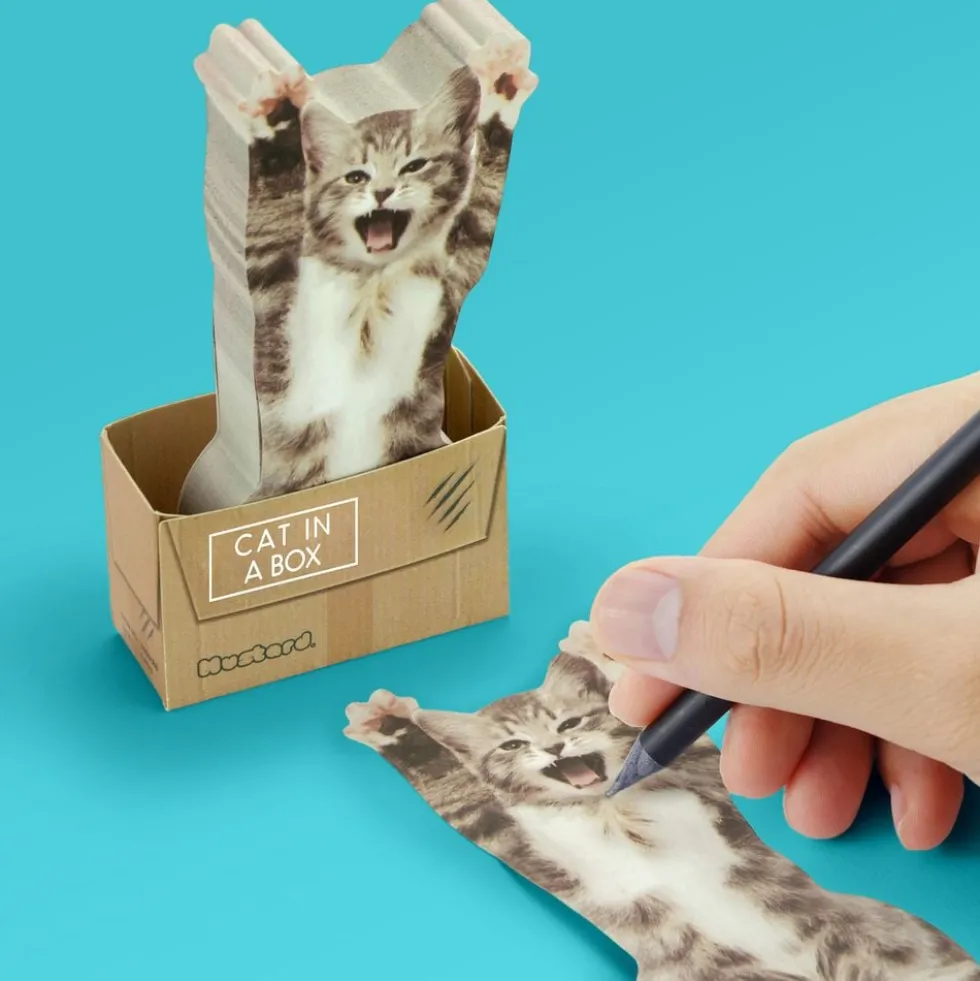 Mustard Cat In A Box Sticky Notes