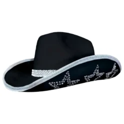 Musta strassitähtinen cowboyhattu