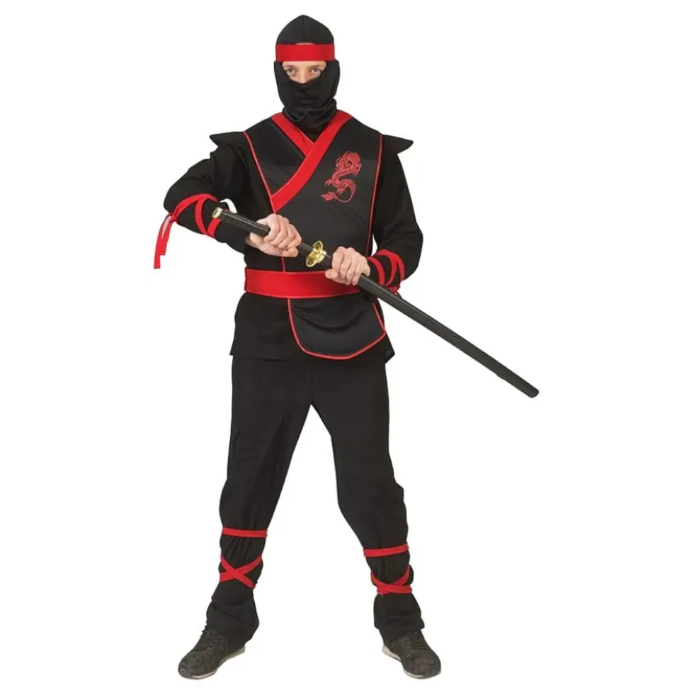 Ninja Musta/Punainen Naamiaisasu