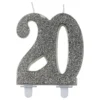 Numerokynttilä 20 Hopeaglitter
