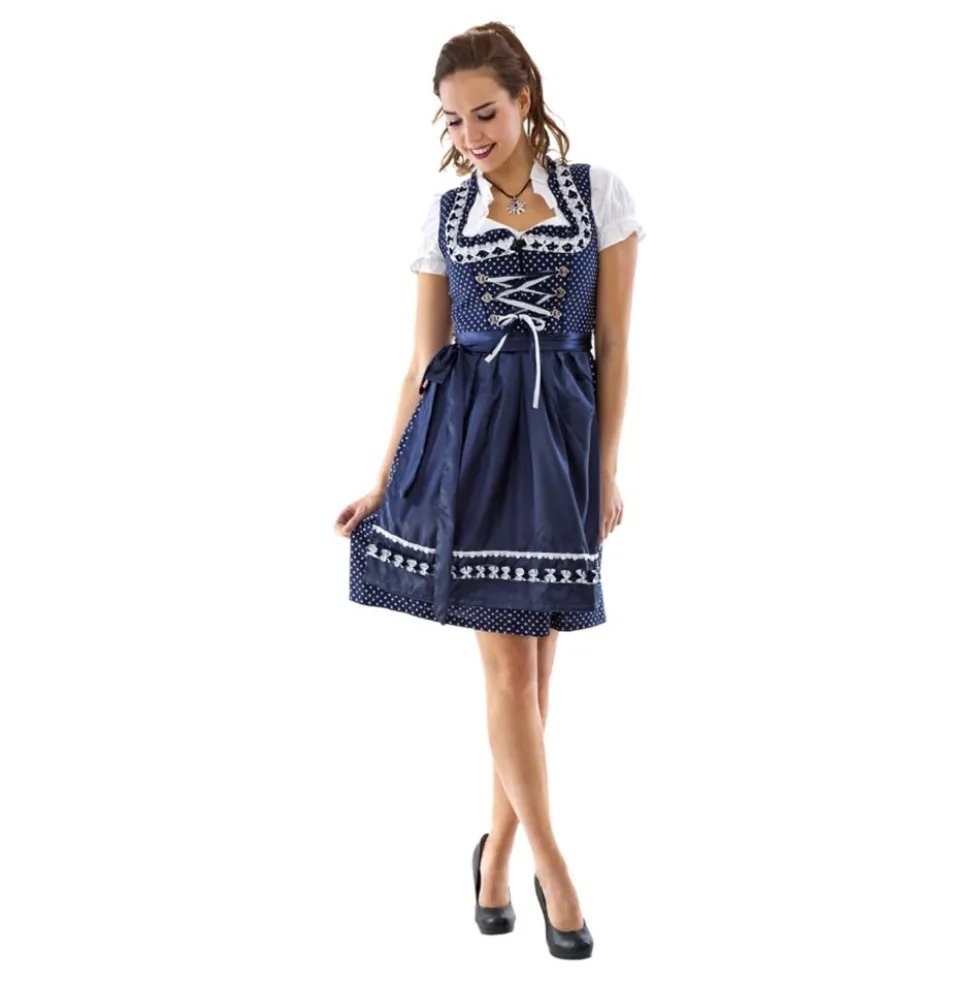 Oktoberfest-dirndelimekko Sininen/Valkoinen Pilkullinen Naamiaisasu