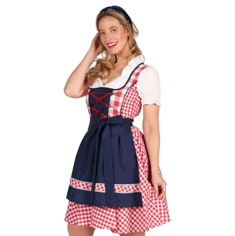 Oktoberfest Dirndl Edelweiss Punavalkoinen Naamiaisasu