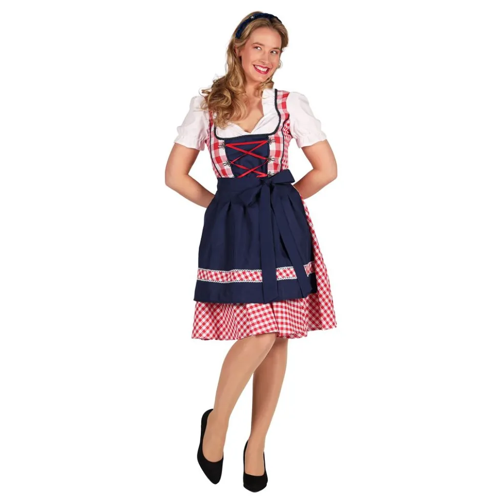 Oktoberfest Dirndl Edelweiss Punavalkoinen Naamiaisasu