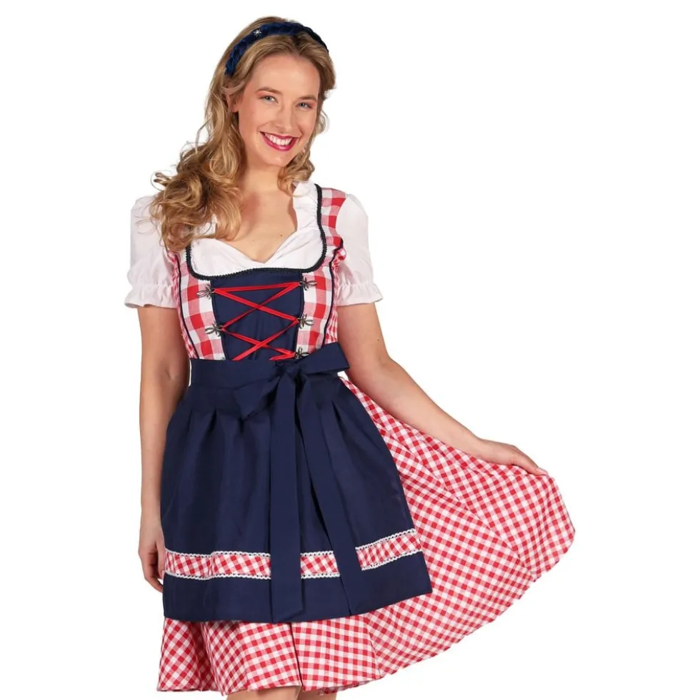 Oktoberfest Dirndl Edelweiss Punavalkoinen Naamiaisasu