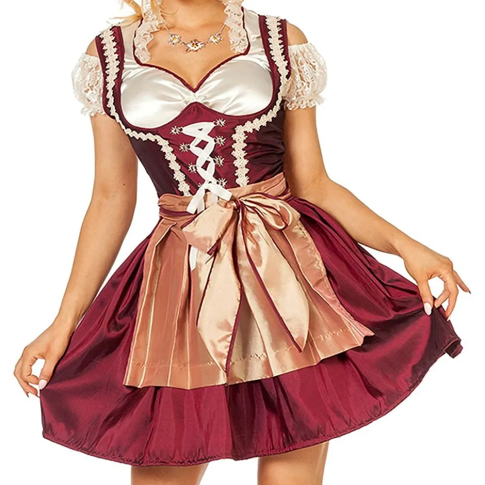 Oktoberfestin viininpunainen dirndl-naamiaisasu