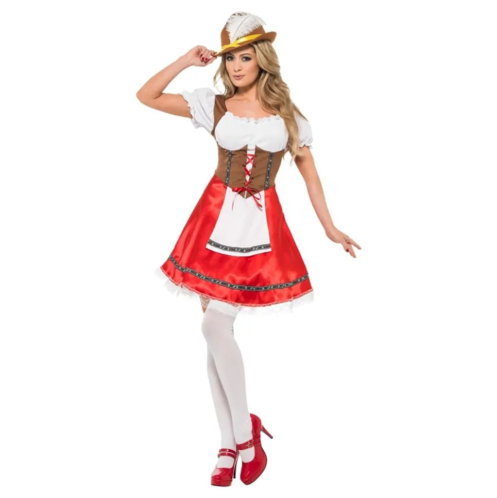 Oktoberfest Mekko Valkoinen/Punainen Naamiaisasu