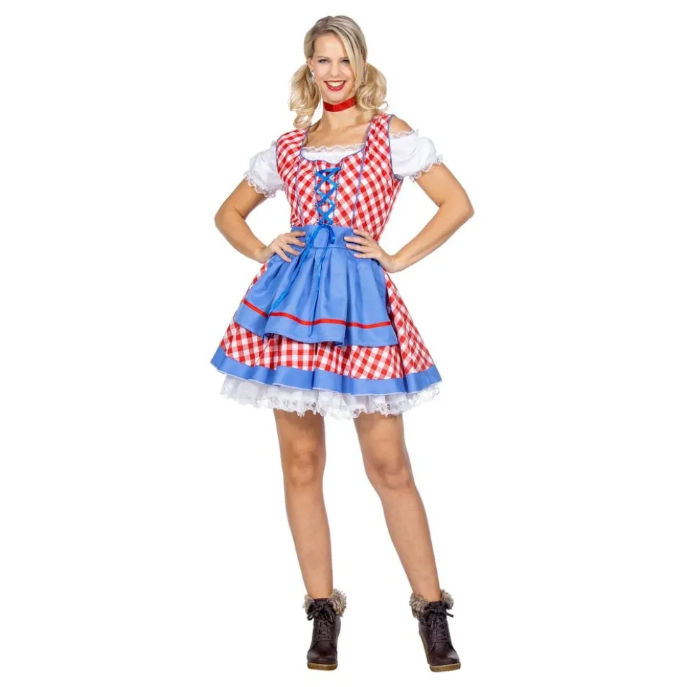 Oktoberfest-ruudullinen dirndl-naamiaisasu