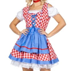 Oktoberfest-ruudullinen dirndl-naamiaisasu