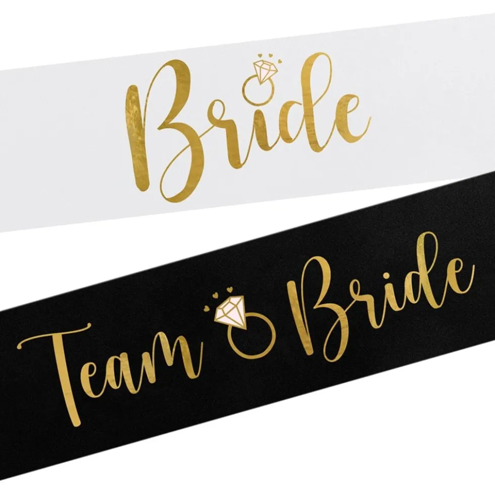 Olkanauha Bride & Bride Squad Musta/Valkoinen