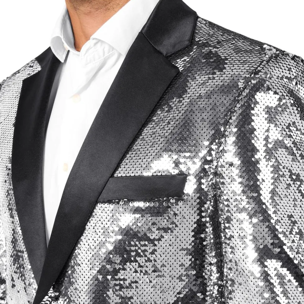 OppoSuits Paljettipikkutakki Briliant Silver