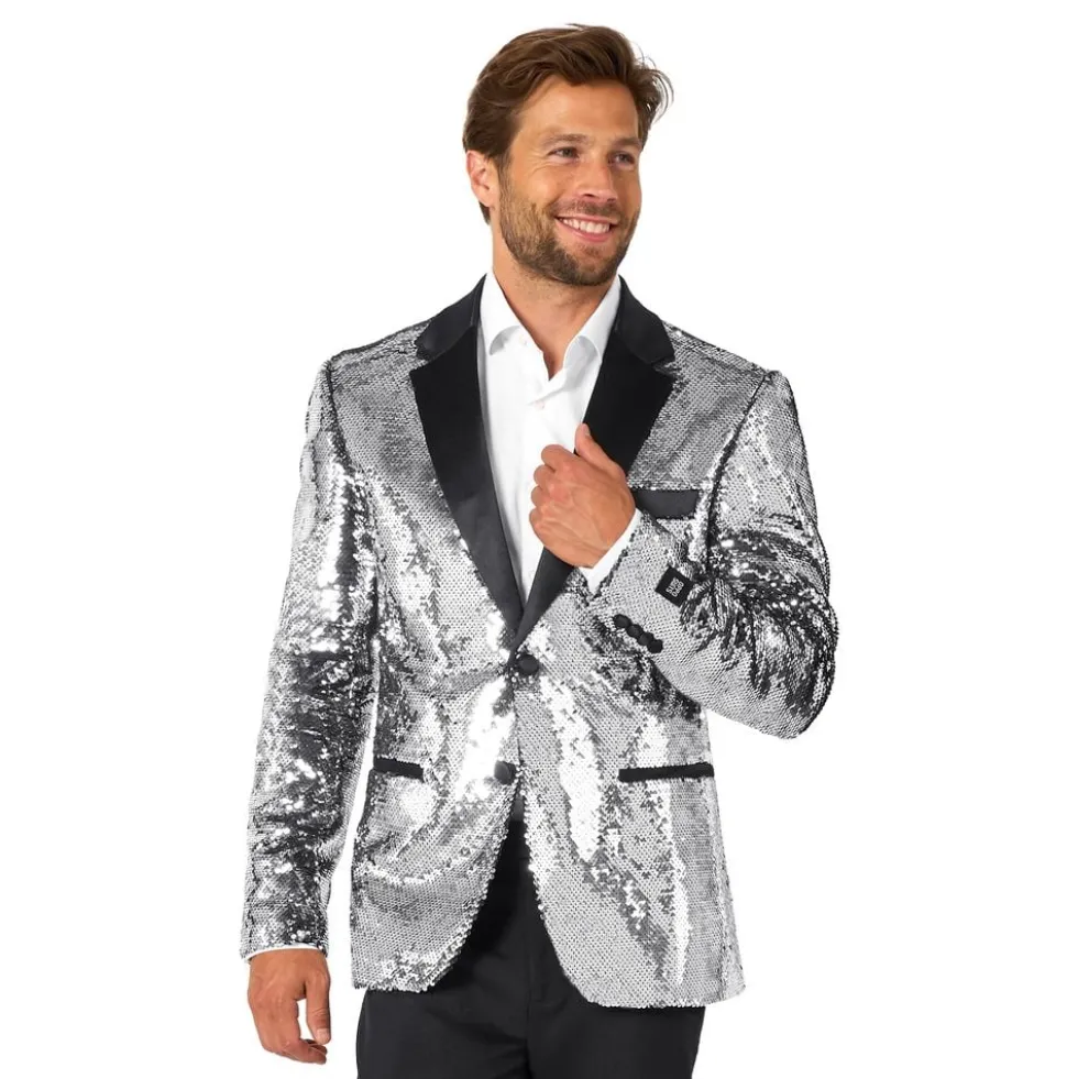 OppoSuits Paljettipikkutakki Briliant Silver