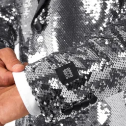 OppoSuits Paljettipikkutakki Briliant Silver