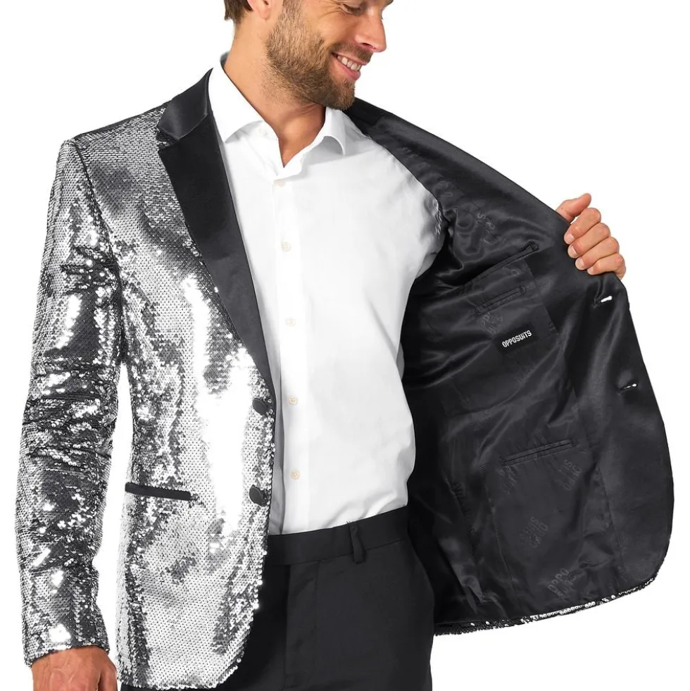 OppoSuits Paljettipikkutakki Briliant Silver