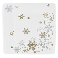 Pahvilautaset Snowflakes Kulta/Hopea
