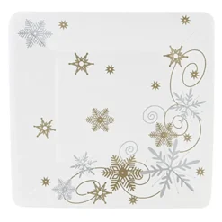Pahvilautaset Snowflakes Kulta/Hopea