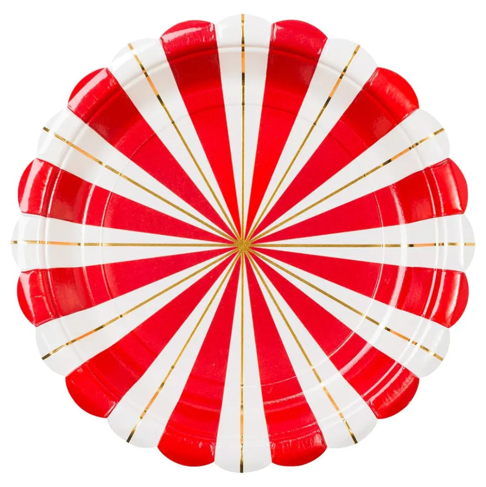 Paperileipälautaset Punainen/Valkoinen Raidallinen