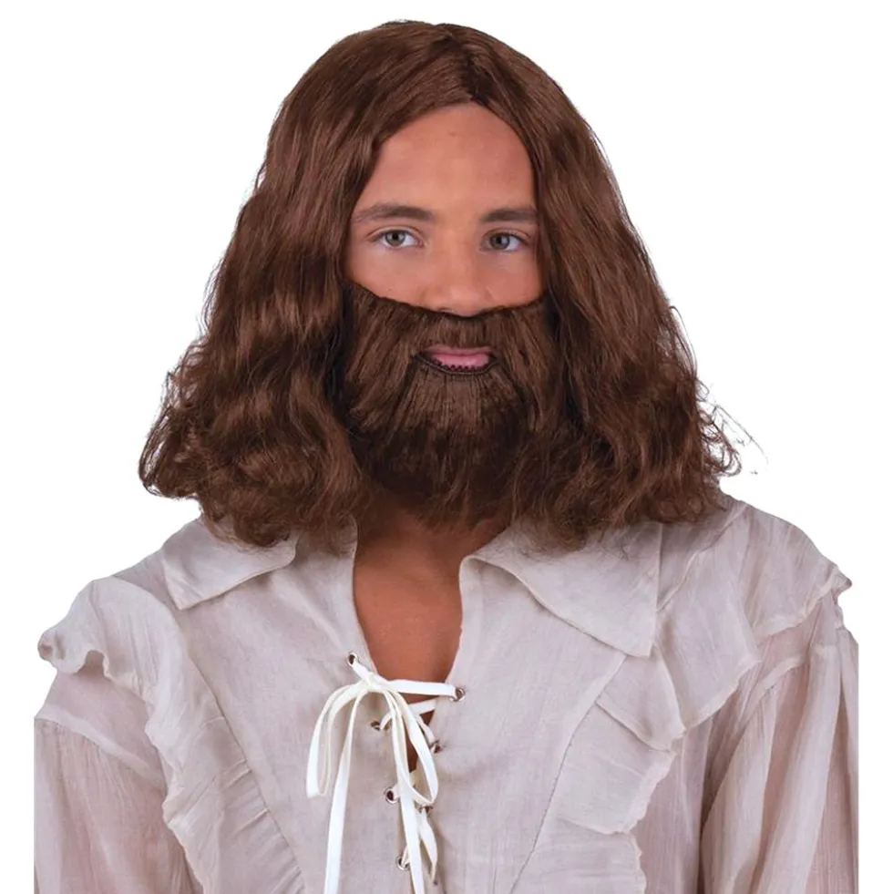 Peruukkisetti Jeesus Ruskea