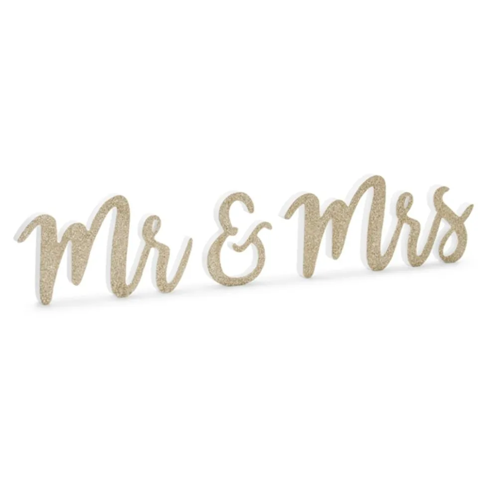 Puukirjaimet Mr & Mrs Kimalteleva