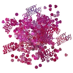 Pöytäkonfetti Happy Birthday Pinkki Metallic