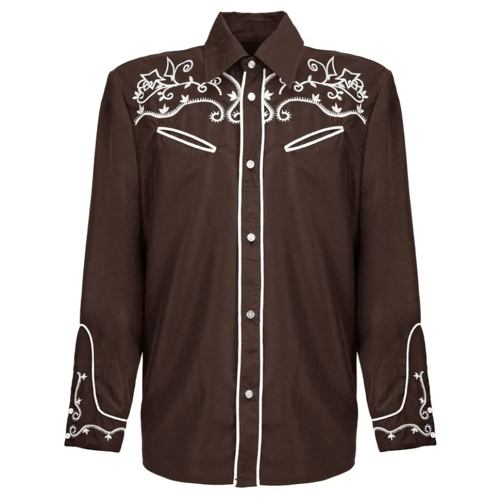 Ruskea Western-paita Miehelle
