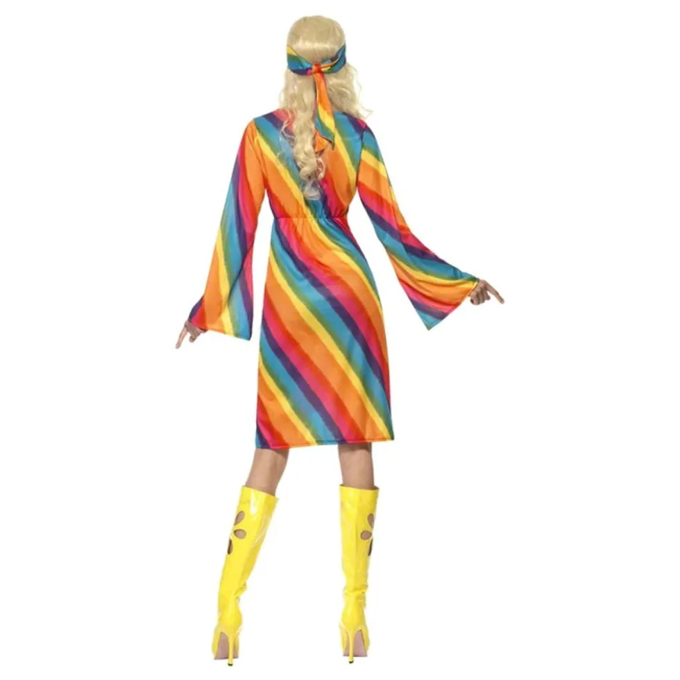 Sateenkaarinen Hippie Naamiaisasu