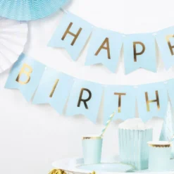 Sininen Lippuviirinauha Happy Birthday