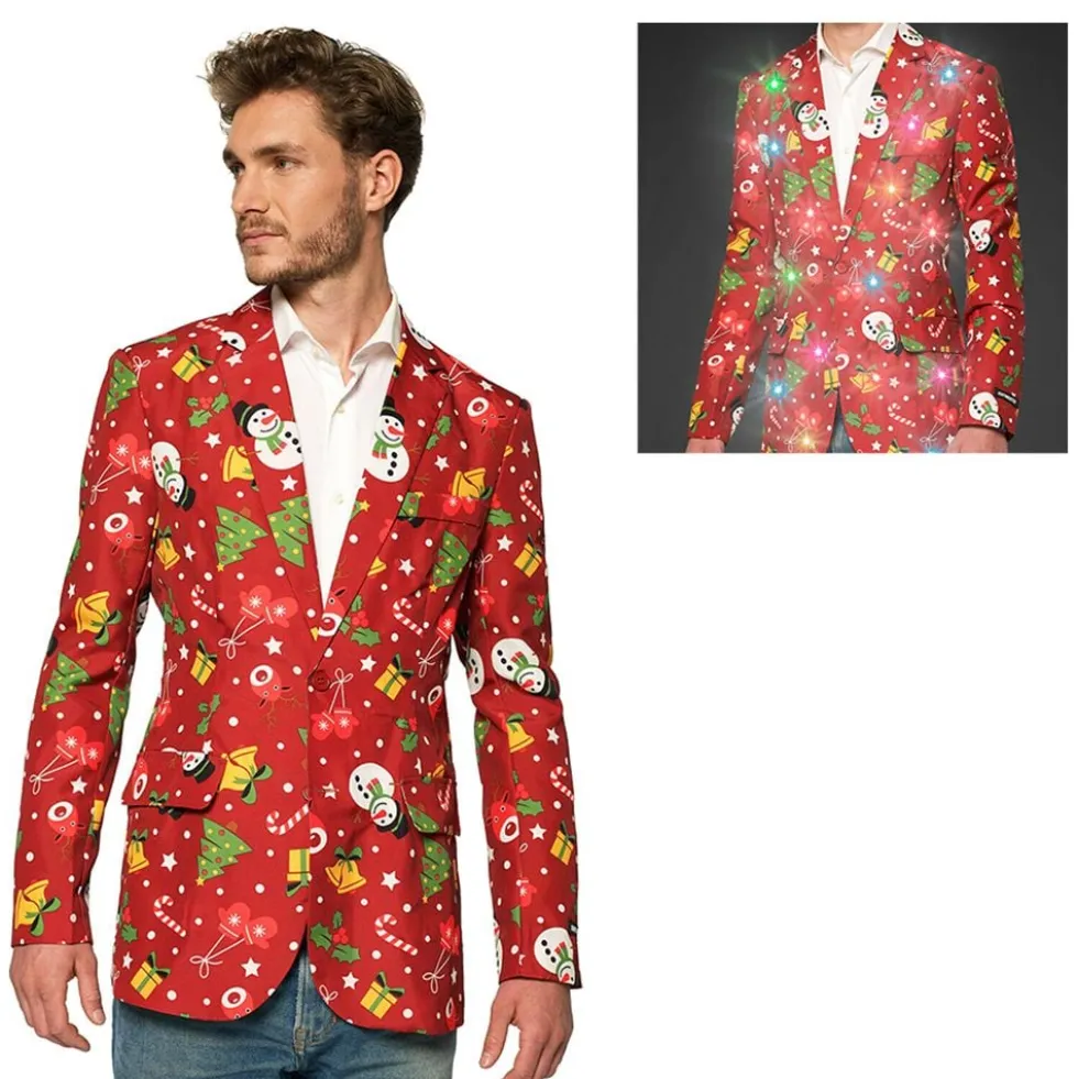 Suitmeister Christmas Red Icons Light Up Pikkutakki Miesten