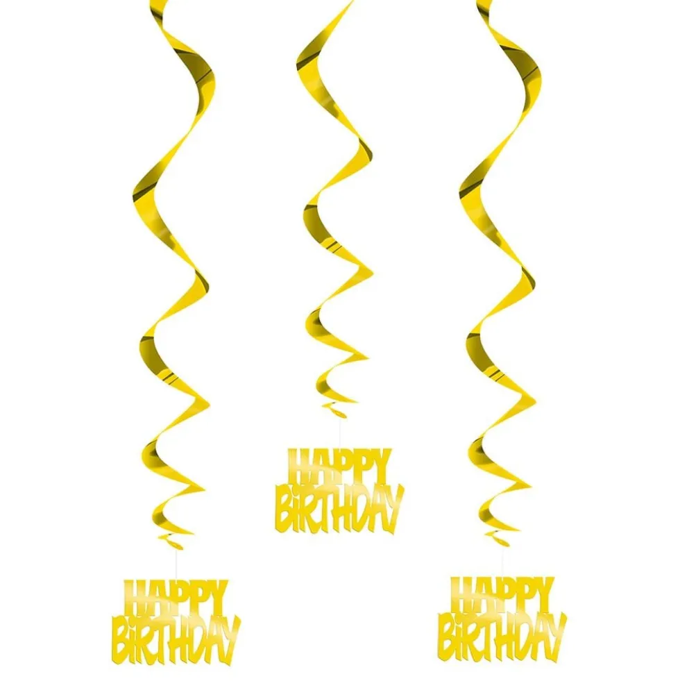Swirls Happy Birthday Kulta Ripustettava Koriste
