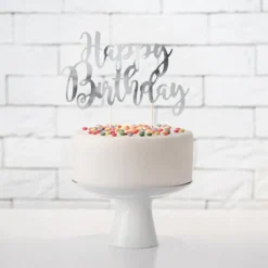 Täytekakkukoriste Happy Birthday Hopea