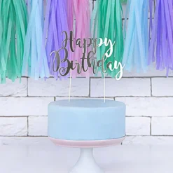 Täytekakkukoriste Happy Birthday Hopea