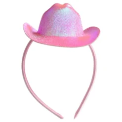 Vaaleanpunainen Cowboy-hattu hiuspannassa