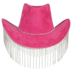 Vaaleanpunainen Cowboy-hattu Strassikoristeilla