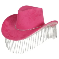 Vaaleanpunainen Cowboy-hattu Strassikoristeilla