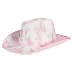 Vaaleanpunavalkoinen Lehmänkuvioinen Cowboyhattu