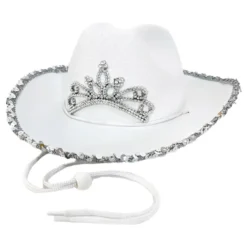 Valkoinen Cowboyhattu ja Tiara