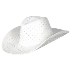 Valkoinen Cowboyhattu Kivikoristeilla