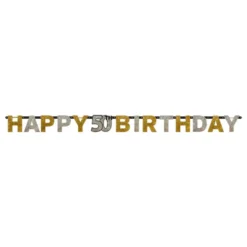 Viirinauha 50 Happy Birthday Hopea/Kulta Kimalle