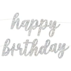 Viirinauha Happy Birthday Hopeanhohtoinen