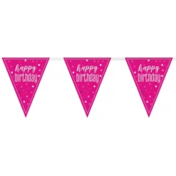 Viirinauha Happy Birthday Vaaleanpunainen/Hopea