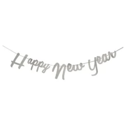 Viirinauha Happy New Year Metallinhohtoinen Hopea