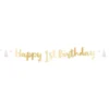 Viirinauha Happy 1st Birthday Vaaleanpunainen/Kulta
