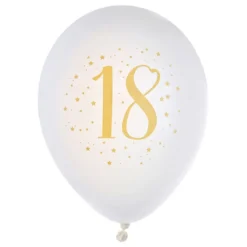18-vuotisjuhla Ilmapallot Valkoinen/Kulta