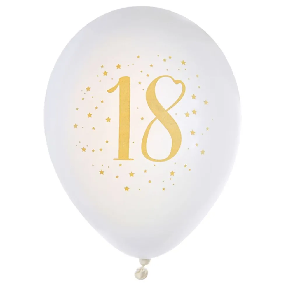 18-vuotisjuhla Ilmapallot Valkoinen/Kulta