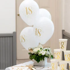 18-vuotisjuhla Ilmapallot Valkoinen/Kulta