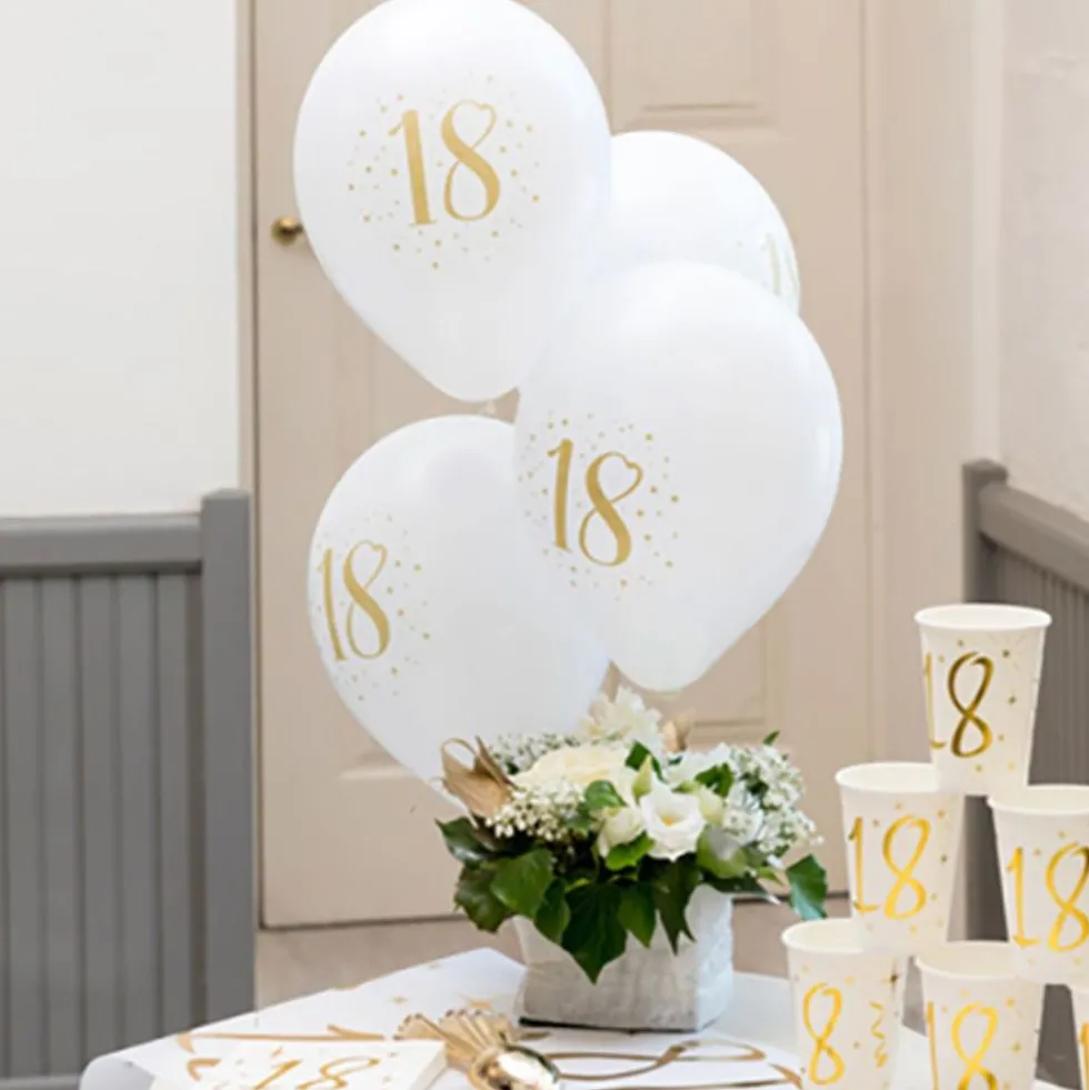 18-vuotisjuhla Ilmapallot Valkoinen/Kulta