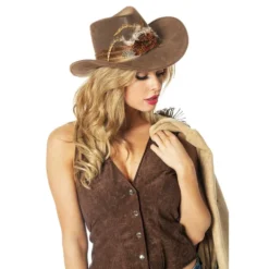 Western Cowboyhattu Ruskea Höyhenillä