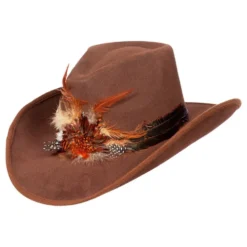 Western Cowboyhattu Ruskea Höyhenillä